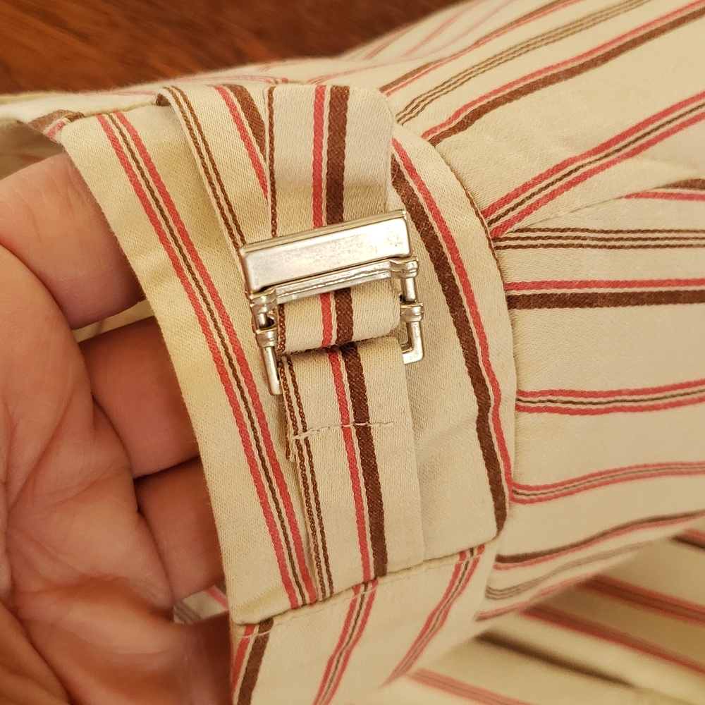 Vintage THE LIMITED Striped Cotton Skirt | Cream Coral Orange Brown | SIZE 6 - Picture 8 of 11